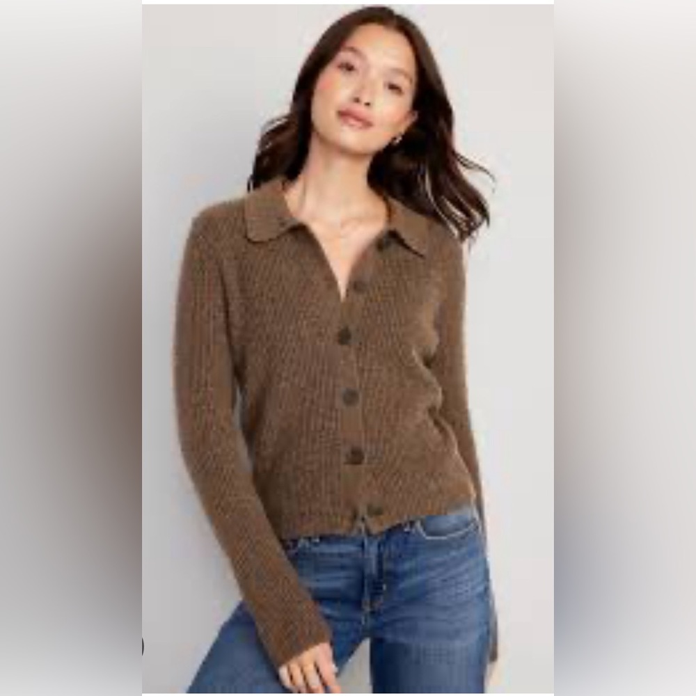 SoSoft Collared Cardigan Sweater in Brown Heather